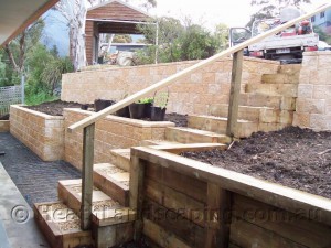 Retaining Wall and Sleeper Steps Heath Landscaping Tasmania