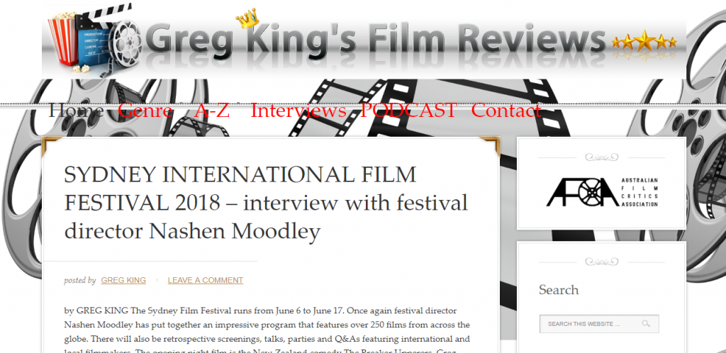 Greg King Film Reviews Screen Capture FilmReviews.net.au